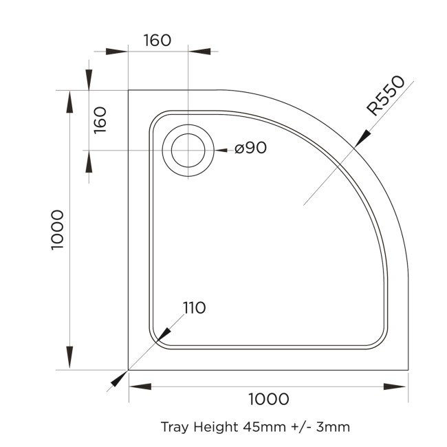 Quadrant Stone Resin Shower Tray 1000   