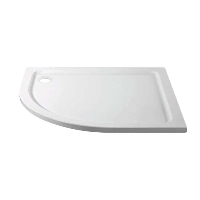 1000x800mm White Acrylic Capped Stone Resin Left Hand Offset Quadrant Shower Tray - Pearl