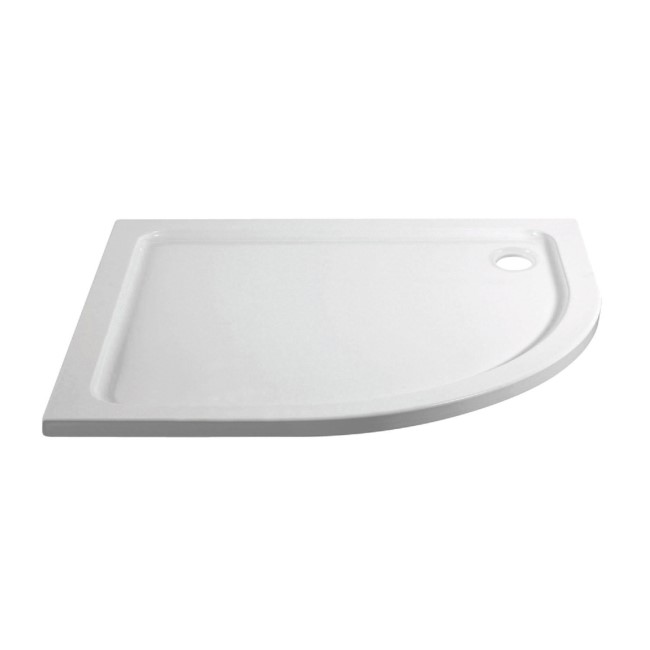 1000x800mm White Acrylic Capped Stone Resin Right Hand Offset Quadrant Shower Tray - Pearl