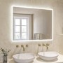 Rectangular Heated Bathroom Mirror with Lights 900 x 700mm - Ariel