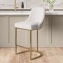 Beige Boucle Kitchen Stool with Brass Legs - Callie