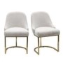 Set of 2 Beige Boucle Dining Chairs with Gold Legs - Callie