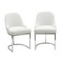 Set of 2 Beige Boucle Dining Chairs with Chrome Legs - Callie