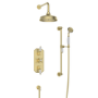 Brushed Brass Dual Outlet Wall Mounted Thermostatic Mixer Shower Set with Hand Shower - Cambridge