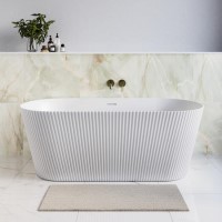 Matt White Freestanding Fluted Double Ended Bath 1650 x 740mm - Capri