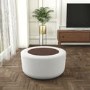 Round Beige Upholstered Coffee Table with Storage - Clio