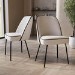 Set of 2 Cream Fabric Dining Chairs with Contrast Piped Detail - Celia