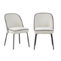 Set of 2 Cream Fabric Dining Chairs with Contrast Piped Detail - Celia