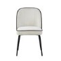 Set of 2 Cream Fabric Dining Chairs with Contrast Piped Detail - Celia