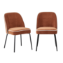 Set of 2 Rust Fabric Dining Chairs with Contrast Piped Detail - Celia