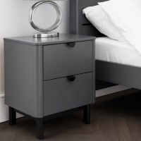 Dark Grey Modern 2 Drawer Bedside Table with Legs - Chloe - Julian Bowen