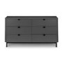 Wide Dark Grey Modern Chest of 6 Drawers with Legs - Chloe - Julian Bowen