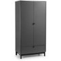 Dark Grey 2 Door Double Wardrobe with Drawer - Chloe - Julian Bowen