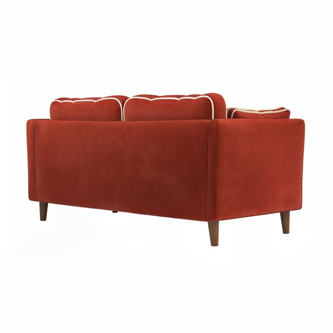 Burnt Orange Velvet Piped 3 Seater Corner Sofa - Cohen