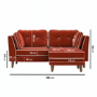 Burnt Orange Velvet Piped 3 Seater Corner Sofa - Cohen