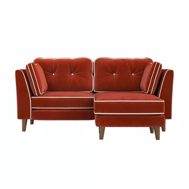 Burnt Orange Velvet Piped 3 Seater Corner Sofa - Cohen