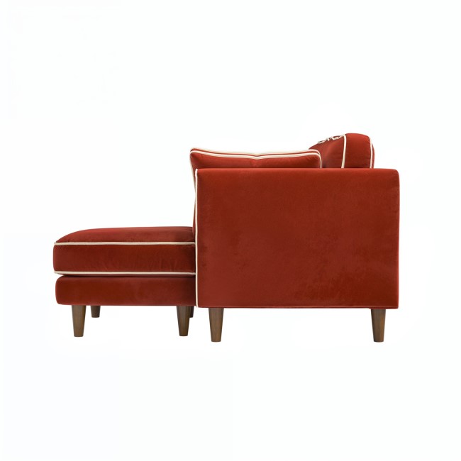 Burnt Orange Velvet Piped 3 Seater Corner Sofa - Cohen