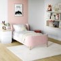 Kids Pink Velvet Single Sleigh Bed Frame - Charlotte