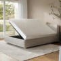 Beige Boucle King Size Side-Lift Ottoman Bed with Cushioned Headboard - Ciara