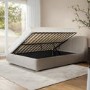 Beige Boucle King Size Side-Lift Ottoman Bed with Cushioned Headboard - Ciara