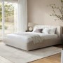 Beige Boucle Super King Side-Lift Ottoman Bed with Cushioned Headboard - Ciara