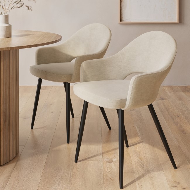 Set of 2 Beige Fabric Dining Chairs - Colbie