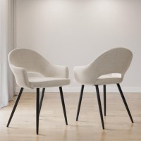 Set of 2 Beige Fabric Dining Chairs - Colbie