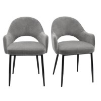 ALMOST PERFECT - Set of 2 Grey Fabric Dining Chairs - Colbie