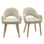 Set of 2 Beige Fabric Dining Chairs with Oak Legs - Colbie