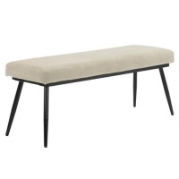 Large Beige Chenille Dining Bench - Seats 2 - Colbie