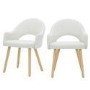 Set of 2 Cream Recycled Fabric Dining Chairs with Oak Legs - Colbie