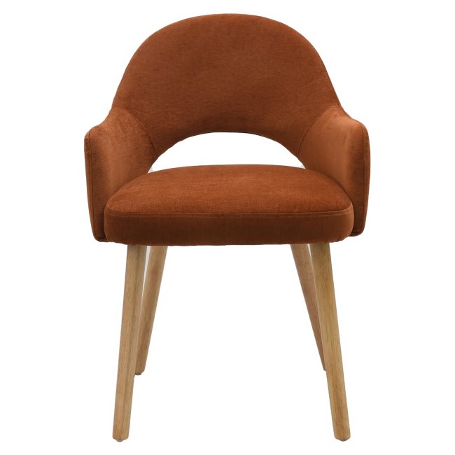 Set of 2 Burnt Orange Fabric Dining Chairs with Oak Legs - Colbie