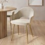 Set of 2 Beige Fabric Dining Chairs with Gold Legs - Colbie