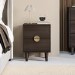 Dark Wood 2-Drawer Bedside Table with Gold Handles - Celeste