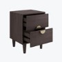 Dark Wood 2-Drawer Bedside Table with Gold Handles - Celeste