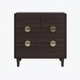 ALMOST PERFECT - Dark Wood Chest of 4 Drawers with Gold Handles - Celeste