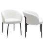 Set of 2 White Boucle Upholstered Dining Chairs - Cora