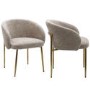 Set of 2 Mink Upholstered Dining Chairs with Brass Legs - Cora