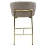 Mink Upholstered Kitchen Stool with Brass Legs and Back - Cora