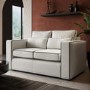 Cream Fabric 2 Seater Sofa with Black Contrast Piping - Coco