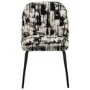 Set of 2 Cream and Black Jacquard Fabric Dining Chairs - Colette