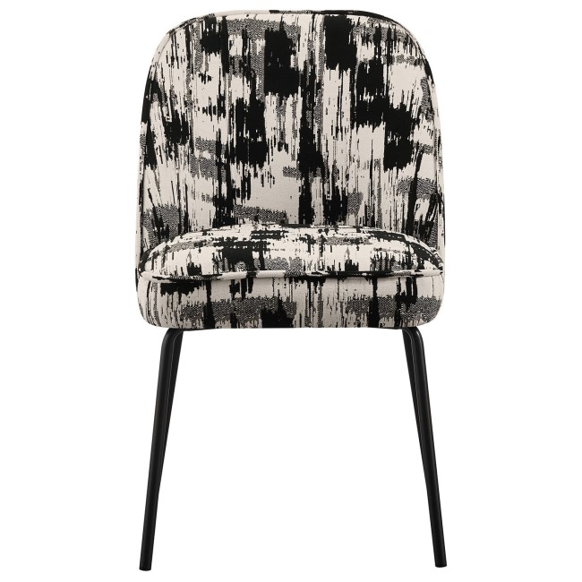 Set of 2 Cream and Black Jacquard Fabric Dining Chairs - Colette