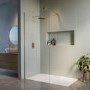 Wet Room Shower Screen 1000mm Brushed Brass Frameless with Wall Support Bar - Corvus