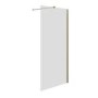 Wet Room Shower Screen 1000mm Brushed Brass Frameless with Wall Support Bar - Corvus