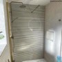 Wet Room Shower Screen 1000mm Brushed Brass Frameless with Wall Support Bar - Corvus