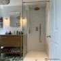 Walk In Shower 800mm Brushed Brass Frameless with Wall Support Bar - Corvus