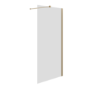 Wet Room Shower Screen 900mm Brushed Brass Frameless with Wall Support Bar