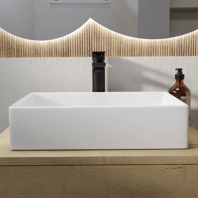 White Rectangular Countertop Basin 450mm - Corey