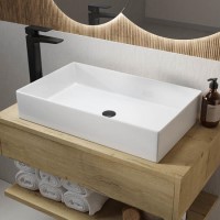 White Rectangular Countertop Basin 605mm - Corey