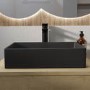 Matt Black Rectangular Countertop Basin 450mm - Corey